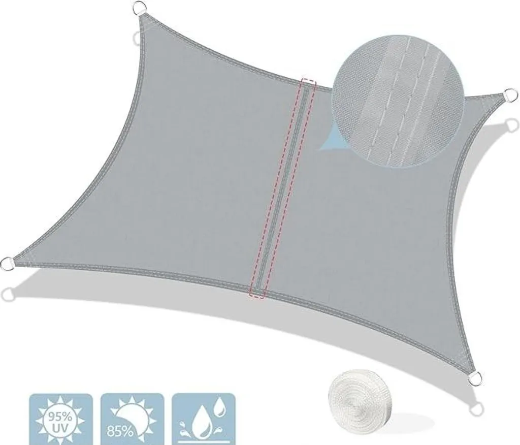 Voile d'ombrage rectangulaire AXT SHADE 4x5m gris clair imperméable - 4
