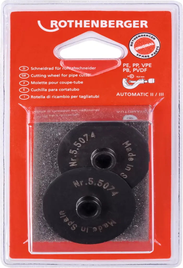 Roue de coupe en acier trempé ROTHENBERGER Taille 3 pour tubes - 2 unités