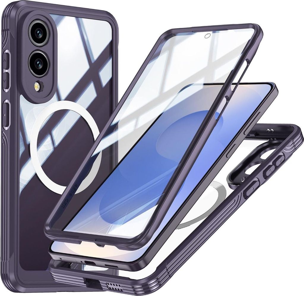 Für Samsung Galaxy S25 Edge MagSafe 360 Full Body Hybrid Tasche Bumper Lila