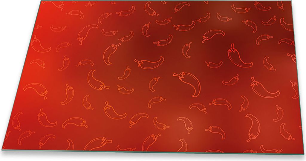 Herdabdeckplatte Glaskeramikkochfeld Spritzschutz Glas Universal Deko 80x52 Paprika Rot