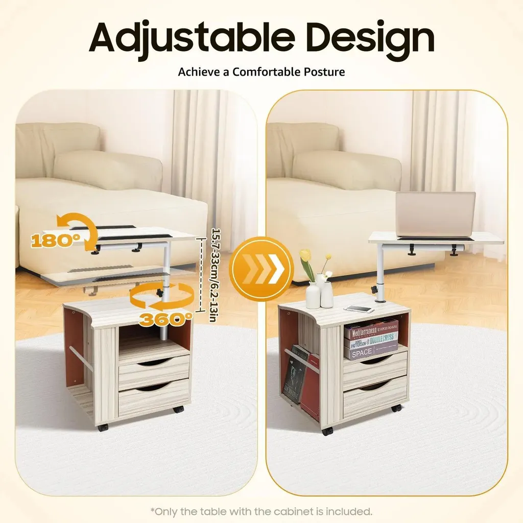 Table basse pivotante blanche multi-usage - Meuble polyvalent et stable