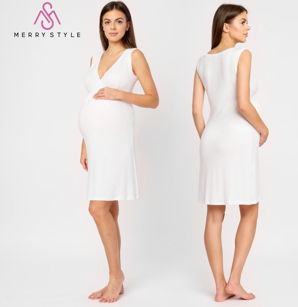 Merry Style Nachthemd Damen Schwangerschaft aus Viskose Stillnachthemd Elegante Nachtwäsche Damen, Leicht, Atmungsaktiv und Hautfreundlich MS10-46...