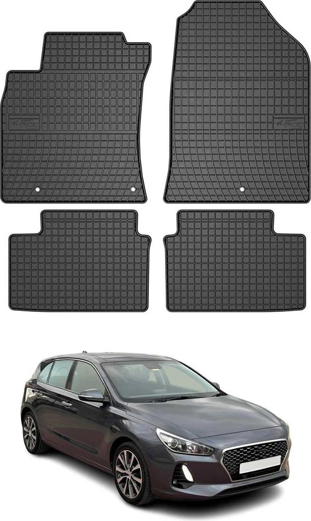 2016-2025 Hyundai i30 tappetini in gomma nera 4 pz Immagine del prodotto 