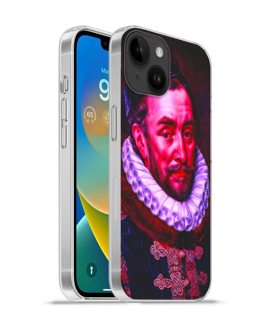 MuchoWow Handyhülle Schutzhülle Hülle für Apple iPhone 14 - Softcase Wilhelm von Oranien - Kunst - Rosa Silikon Softcase Handy Hülle - Mobil...