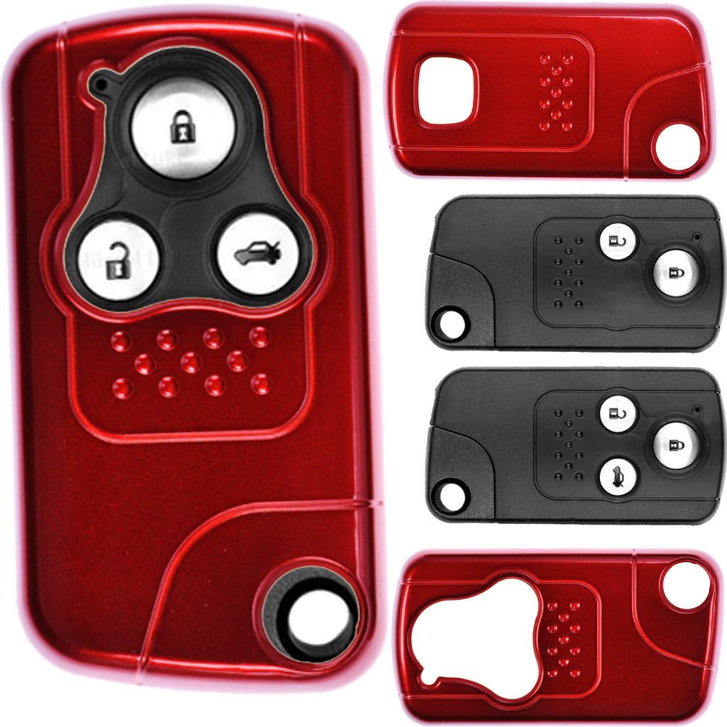 Auto Schlüssel Kunststoff Hülle ABS Plastik Schutz Cover Rot kompatibel mit Honda Civic Jazz CR-V KEYLESS SMARTKEY