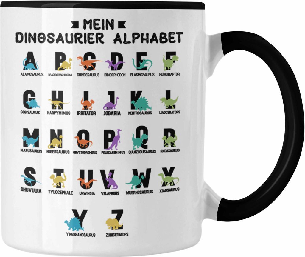 Trendation - Mein Dinosaurier Arten Alphabet A-Z Dino ABC Geschenk T-Rex Kinder 1. Klasse Grundschule (Schwarz)