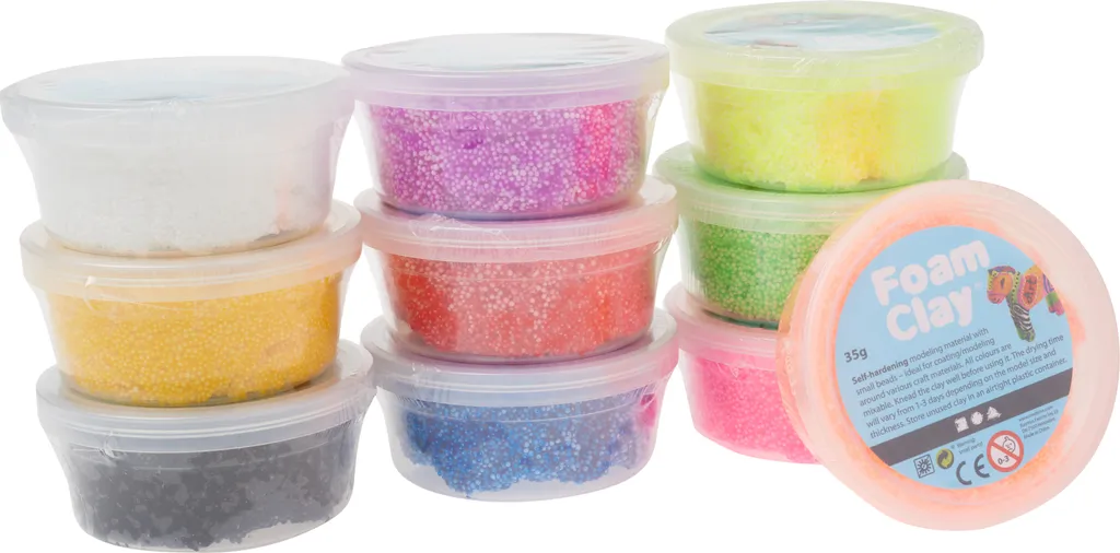 Pâte à Modeler Propre sans Cuisson Foam Clay 10 Couleurs Assorties