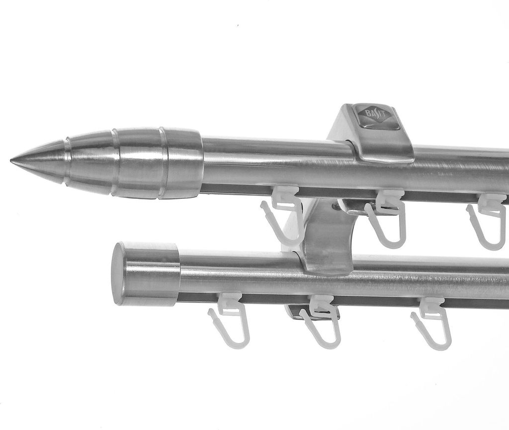 Innenlauf Edelstahl Look Gardinenschiene Gardinenstange 20mm Deckenträger 2-läufig Spitze D60 E81E30 II