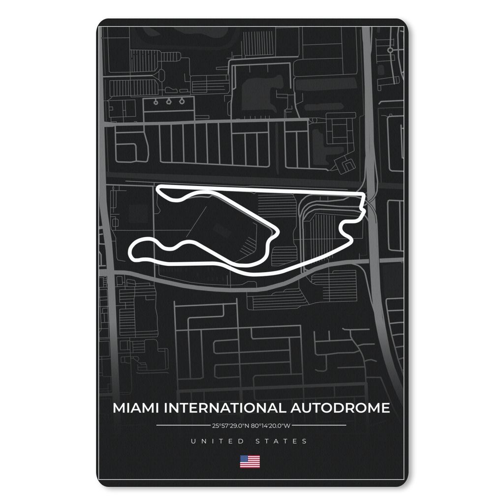 MuchoWow Mauspad Mousepad Rennstrecke - Vereinigte Staaten - Formel 1 - Miami International Autodrome - Rennstrecke - Schwarz 18x27 cm - Mousepad...