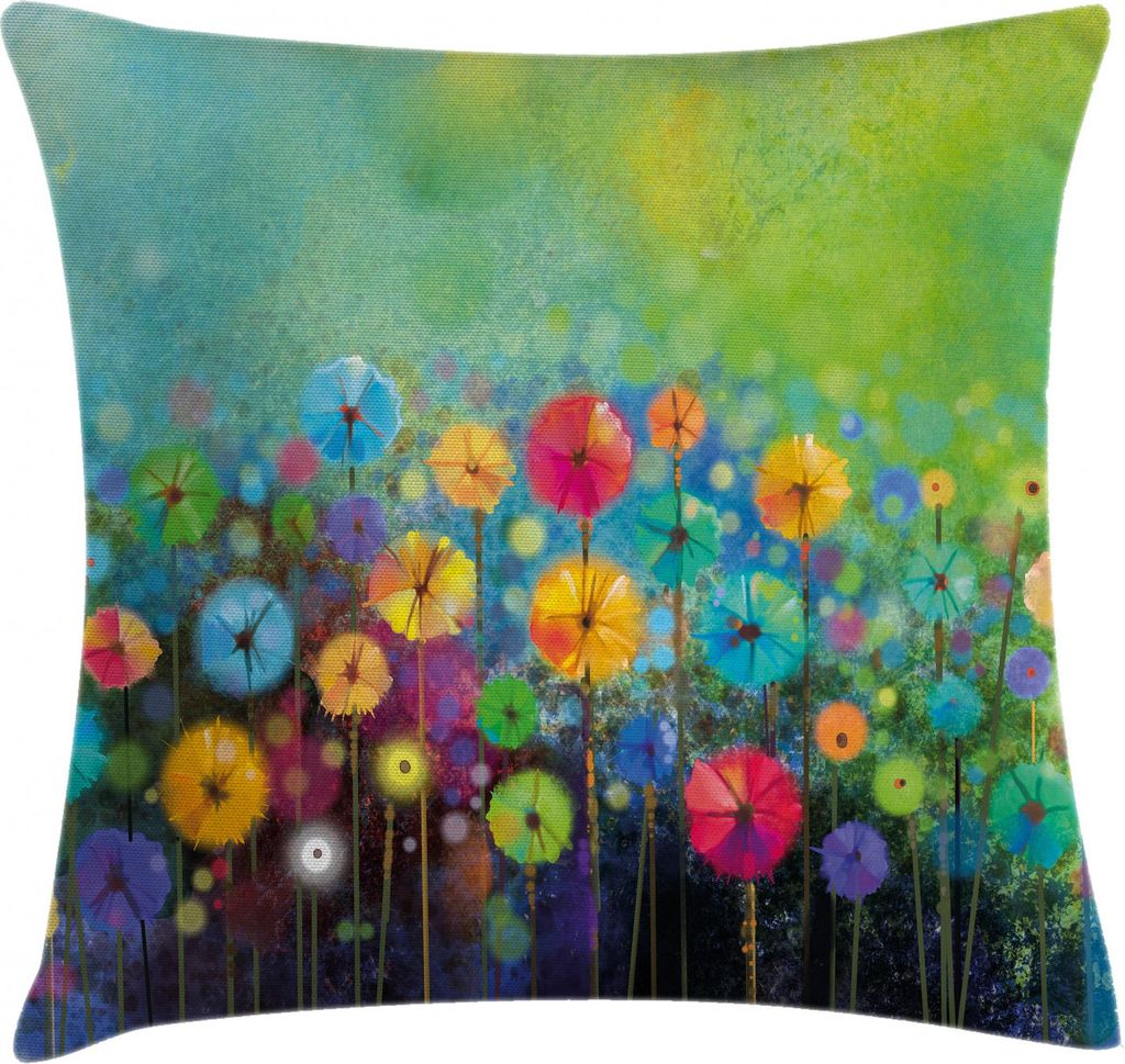 ABAKUHAUS Blumen Kissenbezug, Bunter Löwenzahn, mit Reißverschluss Waschbar Beidseitiger Digitaldruck Klare Farben Hochwertige Stoff, 60 x 60 cm,...