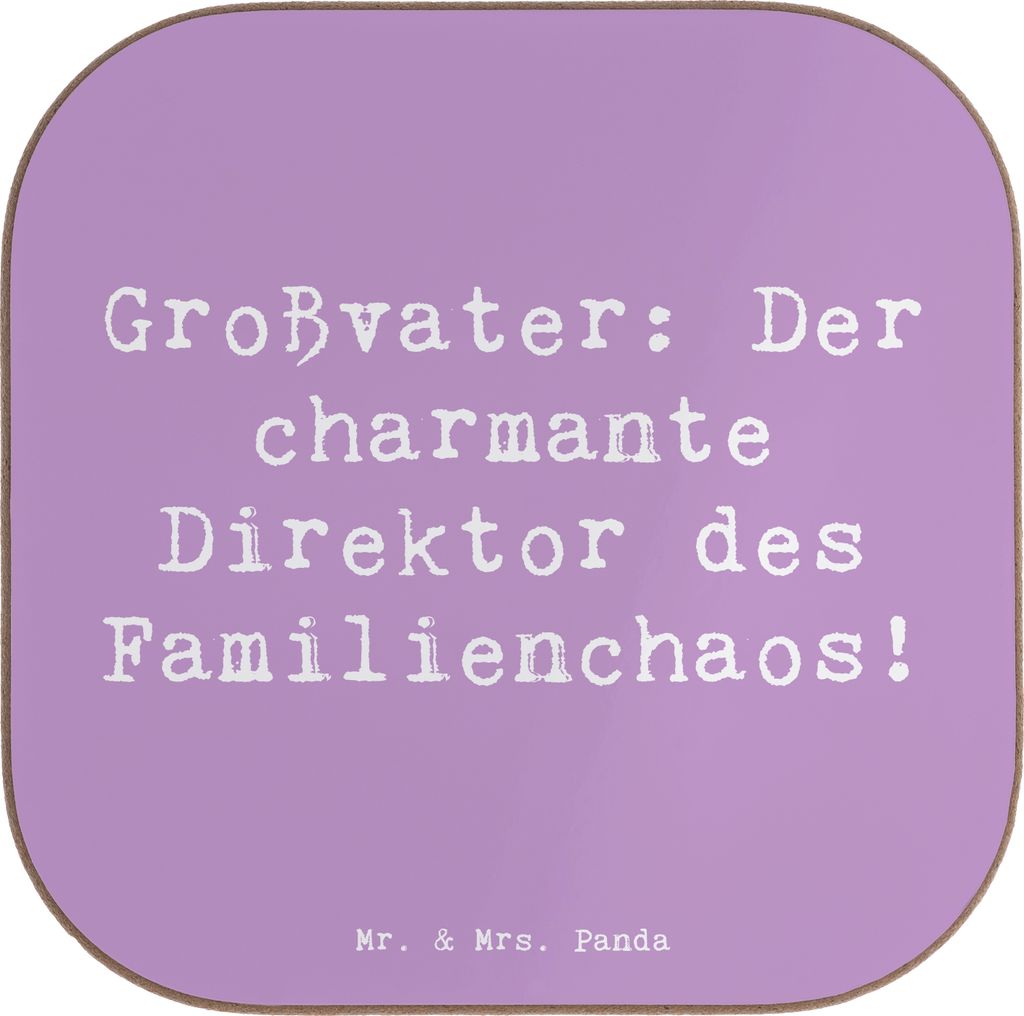Mr. & Mrs. Panda Untersetzer für Gläser Spruch Großvater Direktor - Lavendeltraum - Geschenk, handgemacht, Opa, Tasse, Holzuntersetzer, Familie,...