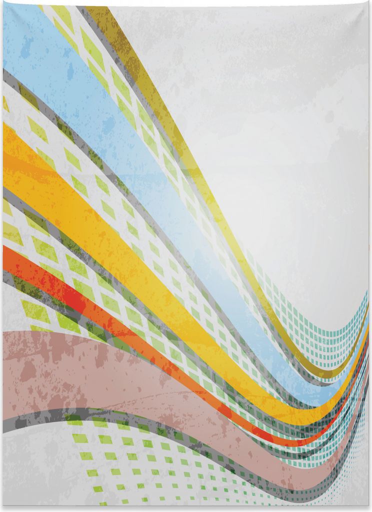 Abakuhaus Jahrgang Rainbow Wandteppich, Gekrümmte Streifen aus Weiches Mikrofaser Stoff Kein Verblassen Klare Farben Waschbar, 110 x 150 cm, Mehrf...