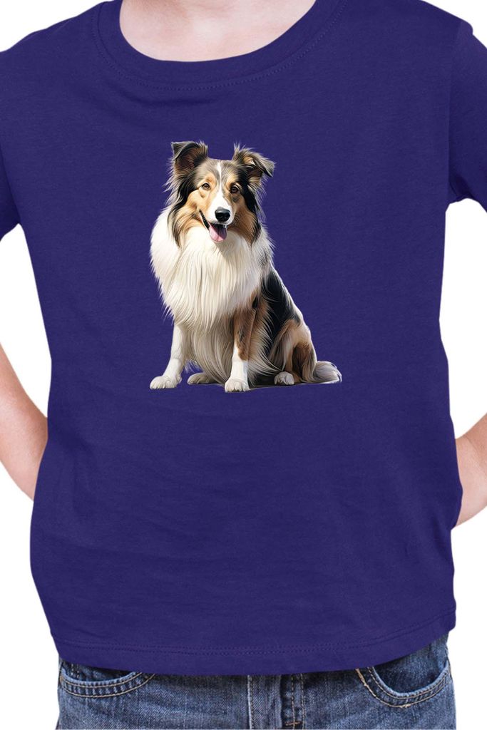 Kinder T-Shirt Dogs Breeds Collie Dog Breed 006, 5-6 Jahr - 116 / Dunkelblau