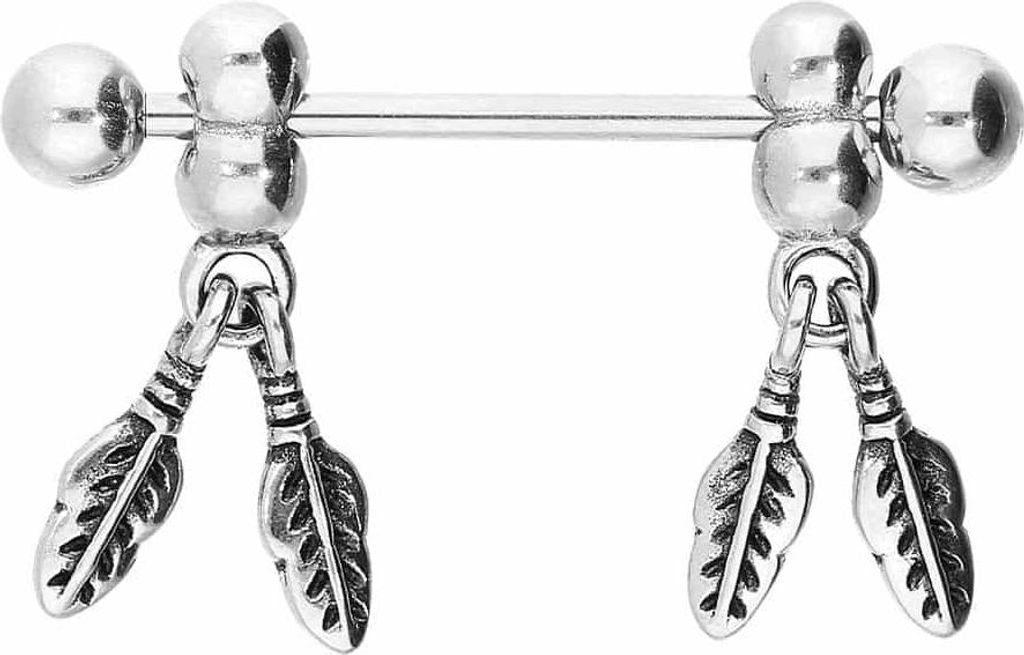 Brustwarzenpiercing, Zungenpiercing, Intim-Piercing Chirurgenstahl Nippelpiercing FEDERN Silber Stablänge: 16mm