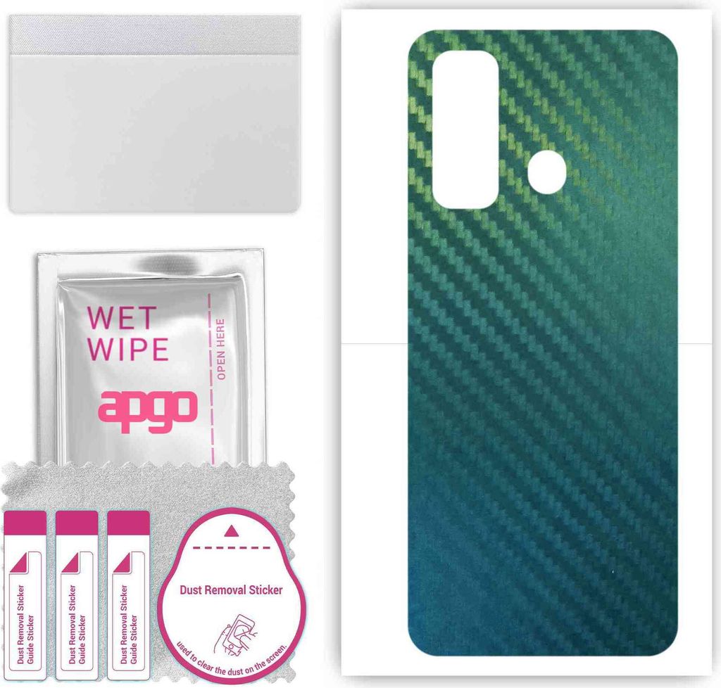 apgo Rückseite Schutzfolie, Skin, kompatibel mit Tecno Spark 7, Hinten Displayschutzfolie aus Vinylfolie, kratzfest, einfache Montage - Kohlenstof...