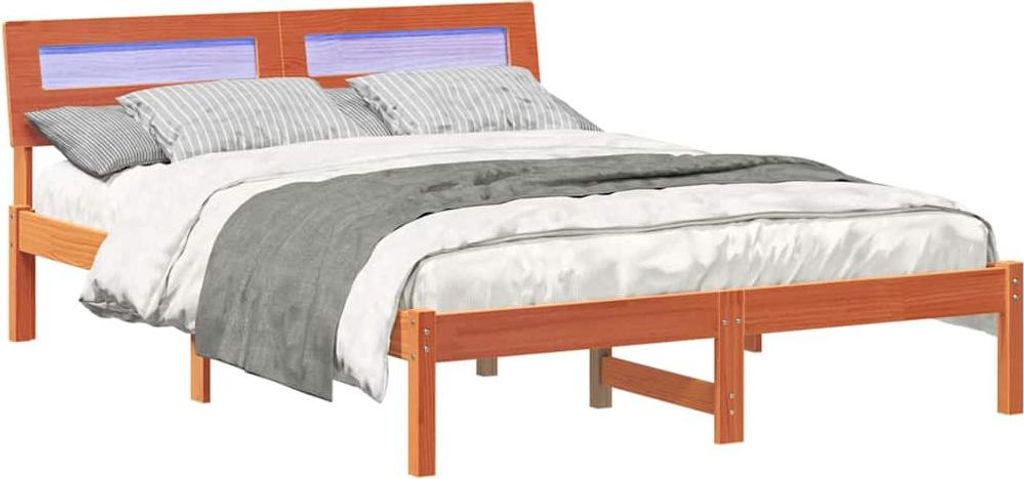Bettrahmen Wachsbraun 135 x 190 cm Massives Kiefernholz