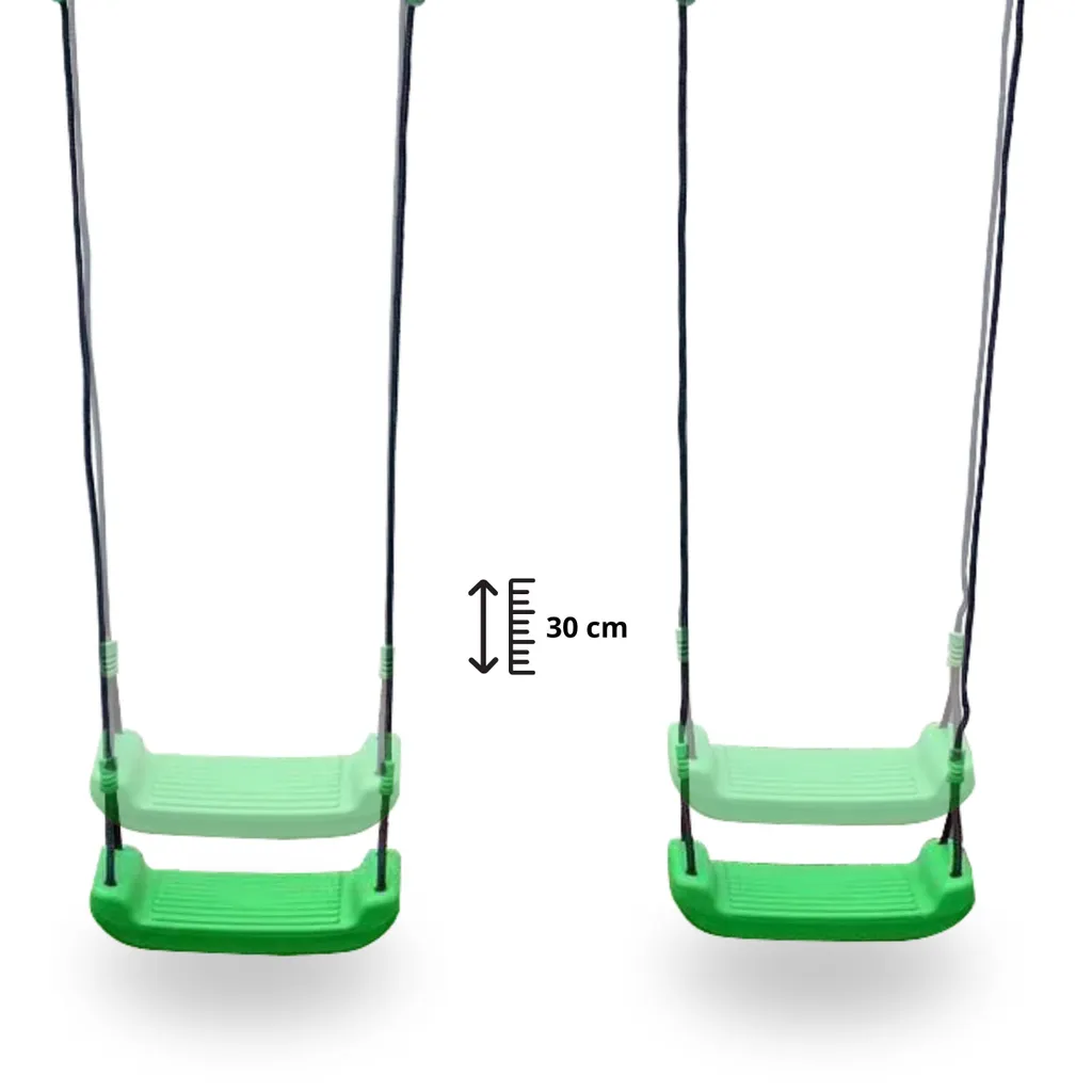 Portique balançoire multi-activités vert pour 6 enfants, hauteur ajustable - 11