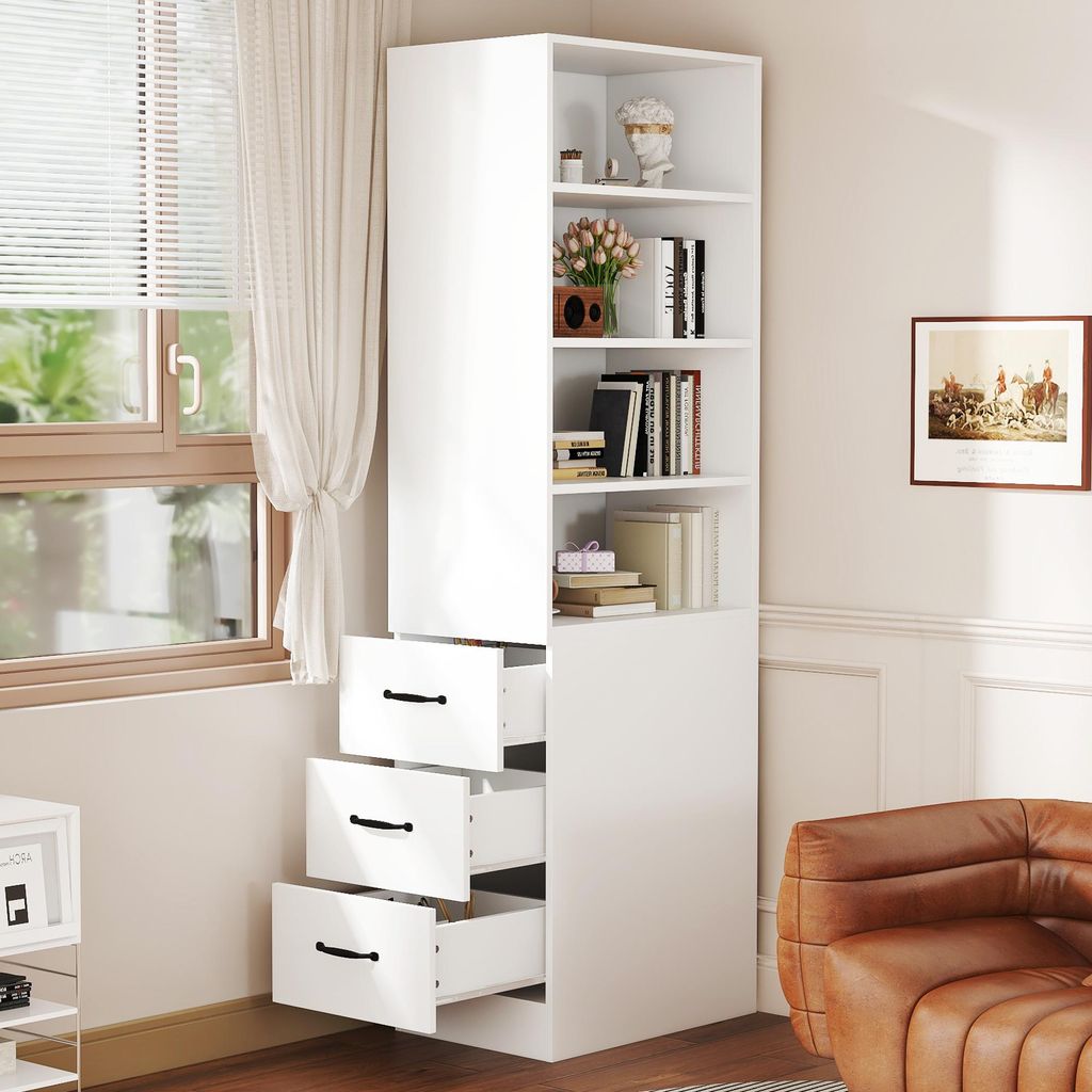 MODFU Bibliothèque Haute - Buffet Haut Avec Étagères Image du produit 
