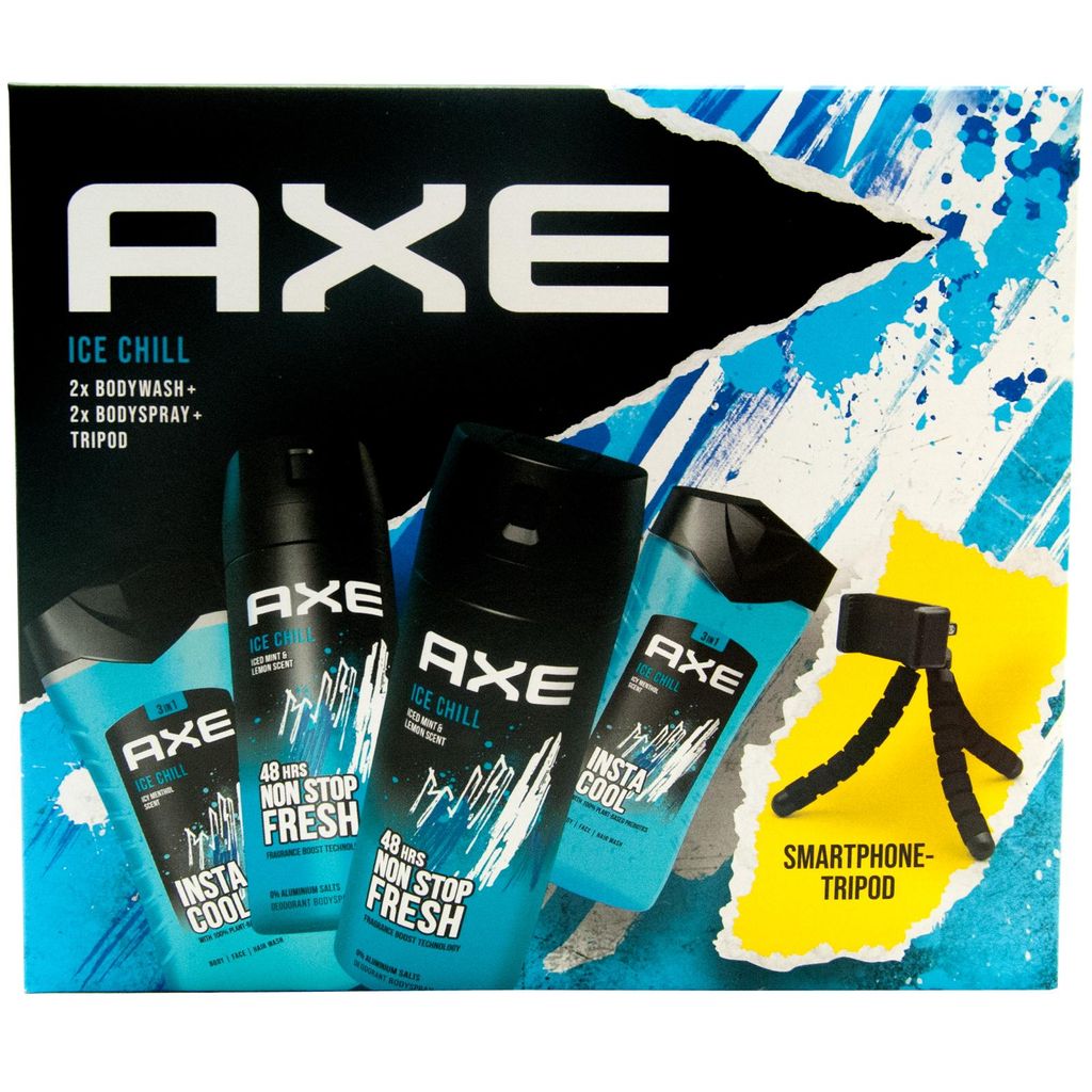 Axe Geschenset "Ice Chill" Inhalt: 2 x 250ml Duschgel 2 x 150ml Bodyspray 1 x Handyhalter