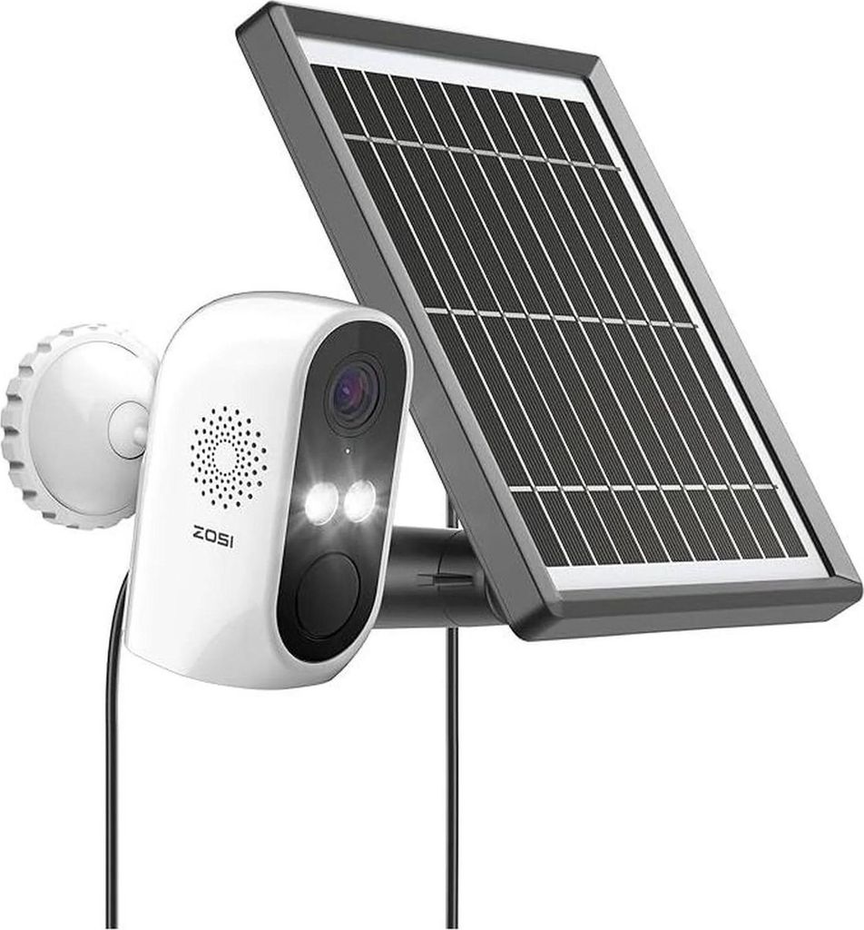 Zosi Outdoor WIFI Kamera + Solar Panel, 3 MP, WLAN, kabellos, wetterfest, Nachtsicht, 1 Stk.