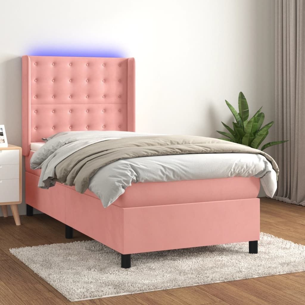 Maison Exclusive - Boxspringbett mit Matratze & LED Rosa 90x190 cm Samt