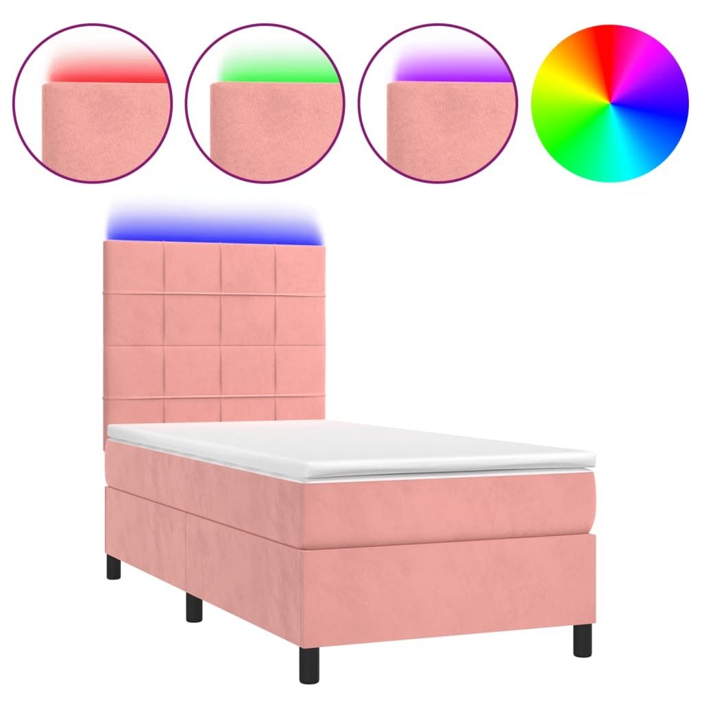 Boxspringbett mit Matratze & LED Rosa 90x200 cm Samt
