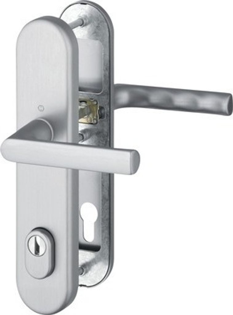 Schutz-Drückergarnitur Hoppe 11759495 Hamburg 1700/3332ZA/3310 PZ Lochabstand 92 mm edelstahlfarbig matt mit Zylinderabd