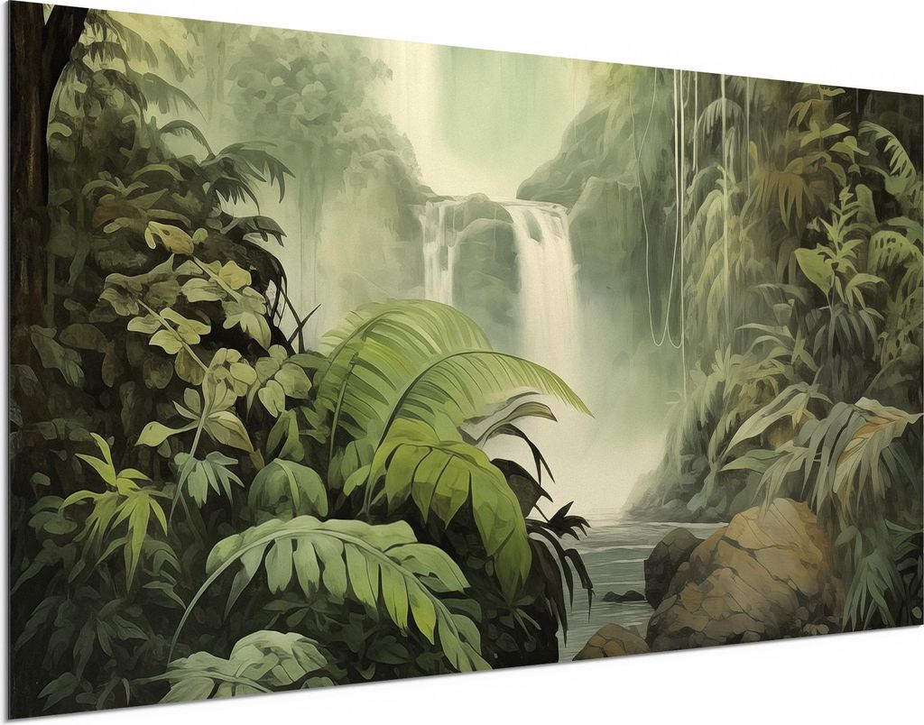 DEQORI Alu-Dibond Bild Weiß 100x50 cm 'Das grüne Paradies' Wandbild Metall dünn Design