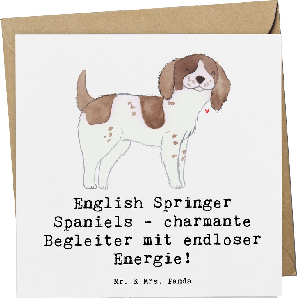 Mr. & Mrs. Panda Grußkarte English Springer Spaniel Charme - Weiß - Geschenk, anlasskarte, verspielter Hund, Klappkarte, faltkarte, Hunderasse, c...
