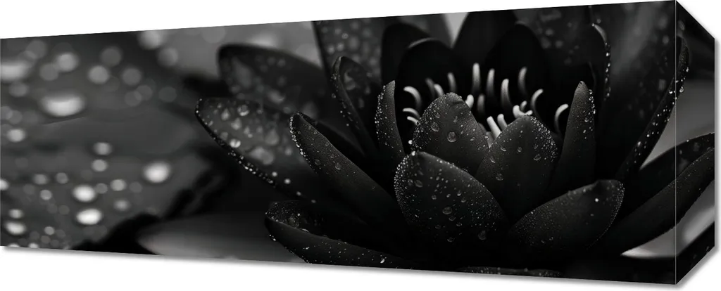 Quadro 50x20cm Loto in Nero - Eleganza Zen per Parete Moderna