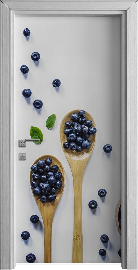 Tür Selbstklebende 90x210 cm Türfolie Türtapete Klebefolie - Heidelbeeren in Holzschale