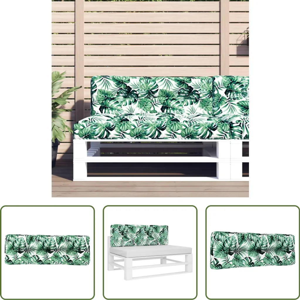 Cuscino per Bancale 120x40x12 Impermeabile - Design Foglia Verde