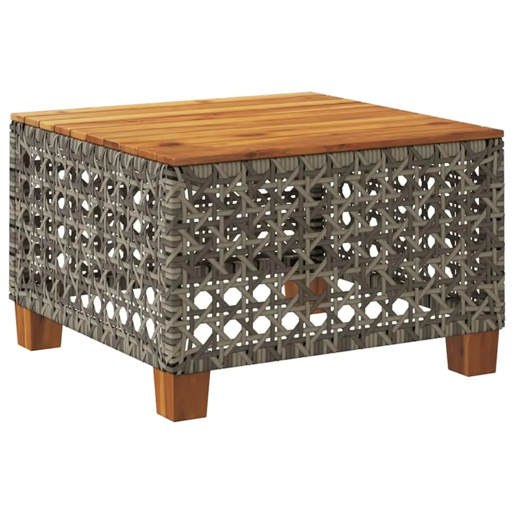 Tavolo da Giardino Grigio 55x55x36 cm Poly Rattan e Legno Acacia Offerta