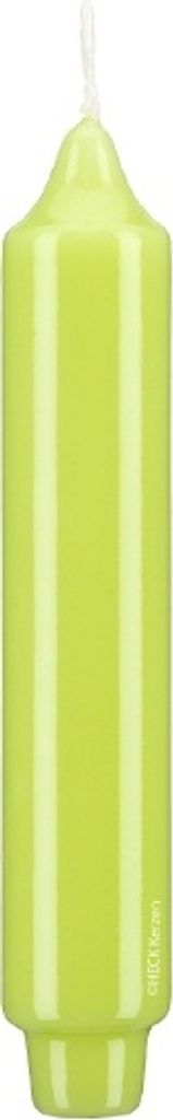 Punchkerze mit Zapfenfuss Klarlack - hochglänzend lime 170 x 30mm, 12 Stück, gelackte Kerzen, exclusive besondere Kerzen