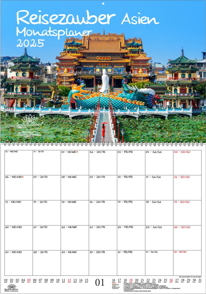 Reisezauber Asien Planer DIN A2 Kalender für 2025 Asien Urlaub Reise Stadt und Land - Seelenzauber