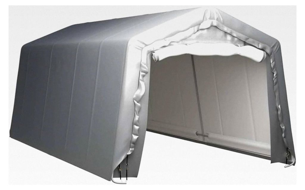 Lagerzelt UV-beständig, Industriezelt, Zelthalle, Weidezelt, Zeltgarage, Foliengarage, Unterstand, Lagerhalle, Stahl Grau (240 x 240 cm)
