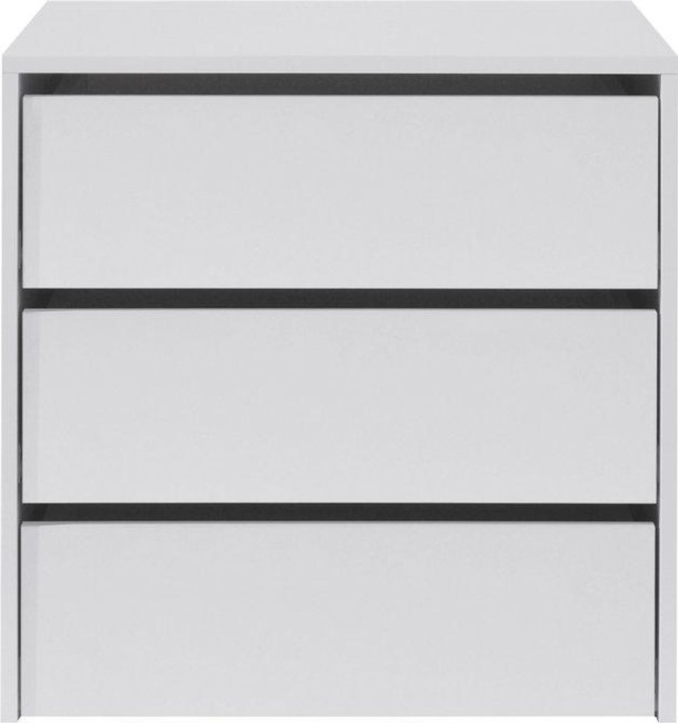 Masseno Kommode MIRA 50 cm Sideboard mit 3 Schubladen und Türen für Wohnzimmer Schlafzimmer Modern 50x45x60 cm Weiß / Weiß