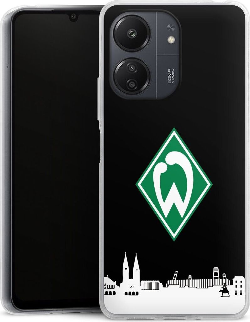 DeinDesign Handyhülle für Xiaomi Redmi 13C 5G Silikon Hülle Case Smartphone Schutzhülle Offizielles Lizenzprodukt SV Werder Bremen Skyline