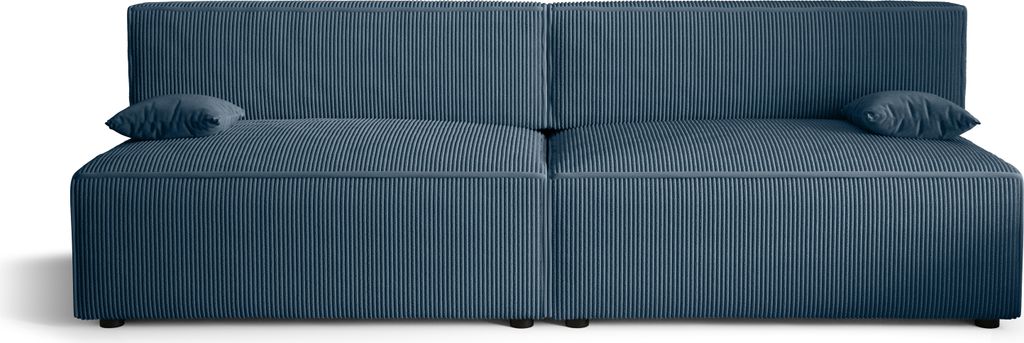 Schlafsofa Alvito X2, Farbe: Blau. Material: Kord. A: B: 272 cm, H: 85 cm, L: 94 cm,, Sofa mit Bettkasten und Schlaffunktion, Bettsofa, Schlafcouch...