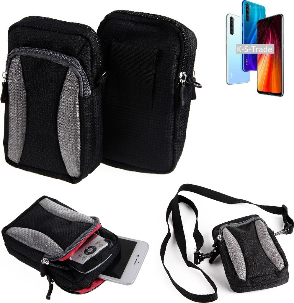 K-S-Trade Holster Schutz Hülle kompatibel mit Xiaomi Redmi Note 8 2021 Handy Hülle Gürteltasche Umhängetasche mit Zusatzfach schwarz