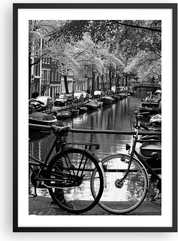 Gerahmtes Poster - Schwarzer Rahmen - Holland Kanal - 50x70 cm - Wand Bild - Wanddeko - Wandbilder - Kunstposter - Wandposter - Bilderrahmen - Bild...