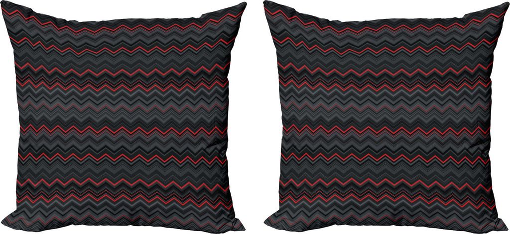 ABAKUHAUS Rot und Schwarz Kissenbezug Set (2Stück), Zickzack Chevron Design mit dicken dünnen Schichten drucken, 40 x 40 cm, Charcoal Grey Pale Grau