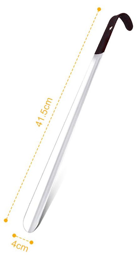 INF Langer Schuhlöffel aus Metall 41,5 cm mit PVC Griff für