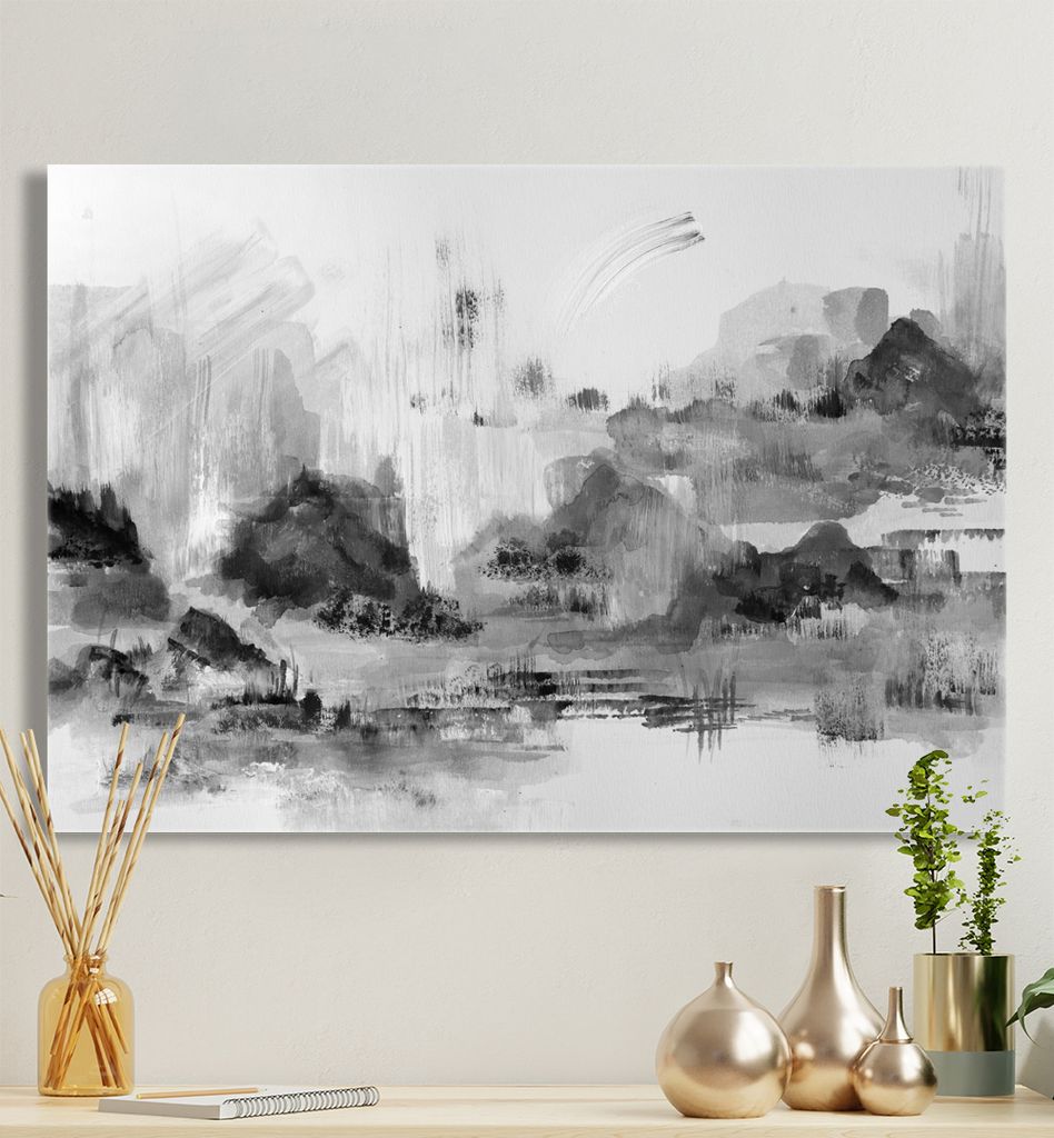 Leinwandbild Dämmerung schwarz-weiß, groesse_leinwand:40x60 cm