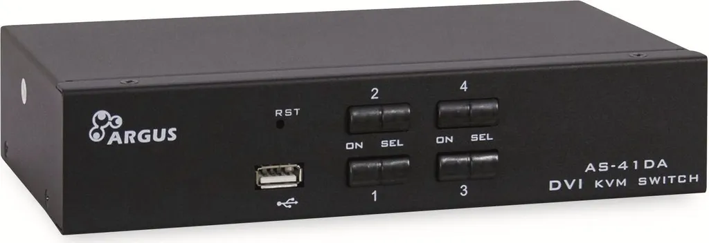 Commutateur KVM pour 4 ordinateurs DVI Inter-Tech solution gain de place