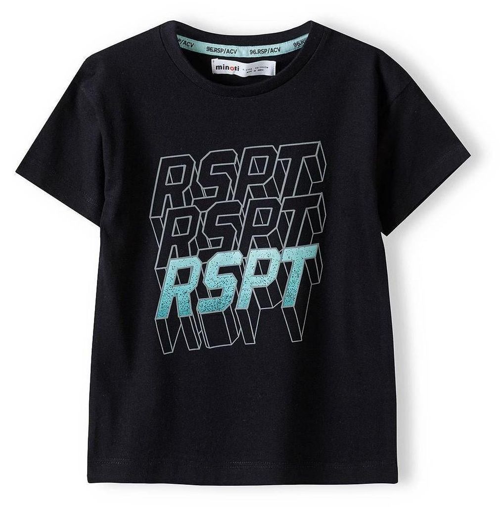 Minoti T Shirt Baumwolle kurzarm Schwarz Gr. 116 für Jungen