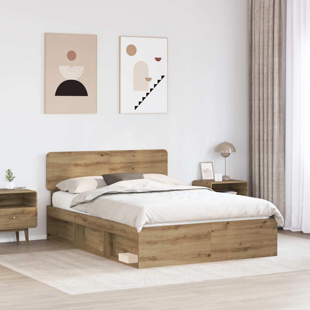 "Winter Sale" Bettrahmen mit Kopfteil Kunsthandwerk Eiche 150 x 200cm - clorisNeu309490 - Klassische BettenJugendbett Tagesbett