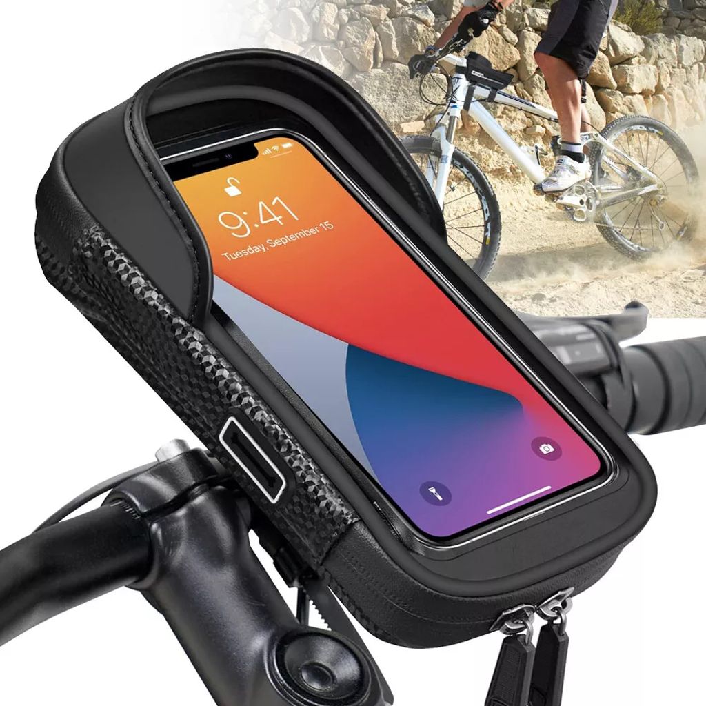 Fahrrad-Telefonhalter, wasserdicht, 360 ° drehbar, Lenkertasche, Fahrrad-Handytasche