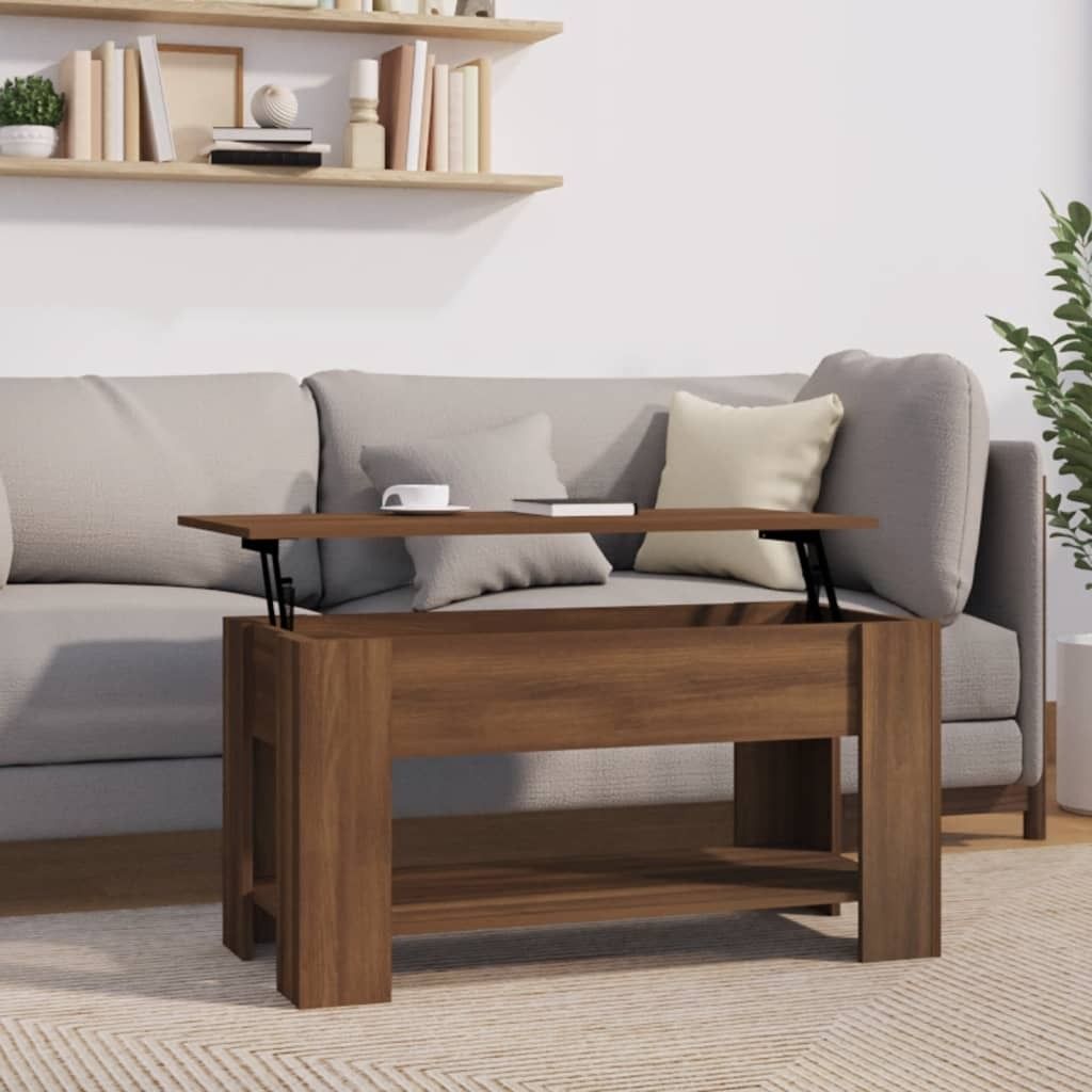 vidaXL Couchtisch Braun Eichen Optik 101x49x52 cm Holzwerkstoff - Couchtisch - Couchtische - Couchtisch Höhenverstellbar - Beistelltisch