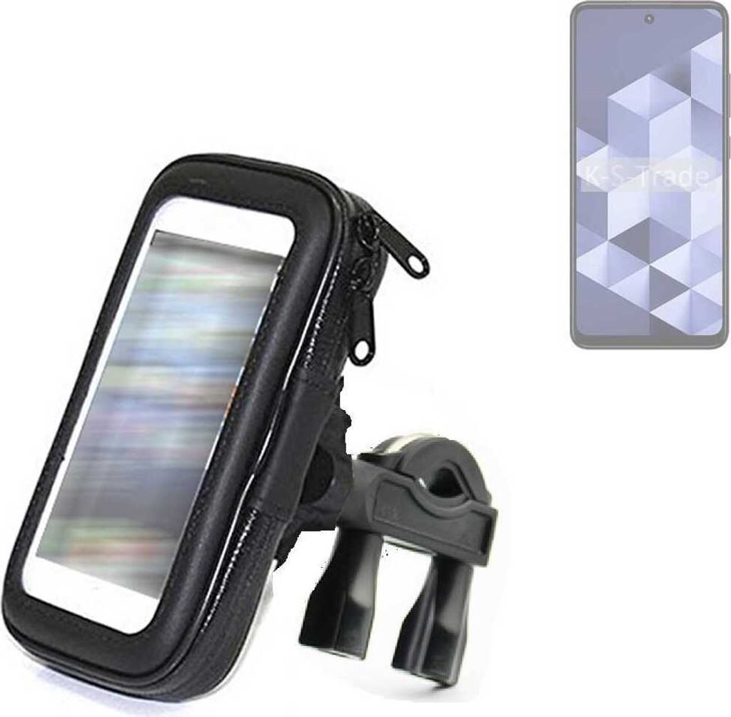 K-S-Trade Fahrrad-Halterung kompatibel mit HMD Vibe Handy-Halterung Halter Lenkstange Fahrradhalterung Motorrad Bike Mount Wasserabweisend regensicher